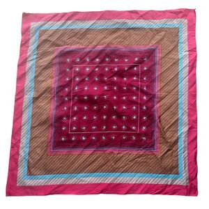 VTG Specialty House Medium Stripe Square Floral Silky Scarf 26" Made Italy Wrap